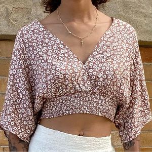 Bohme Floral Print Dolman Sleeve Top